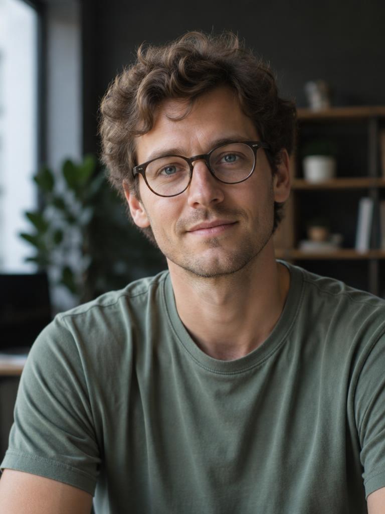 Porträt eines jungen Mannes mit Brille